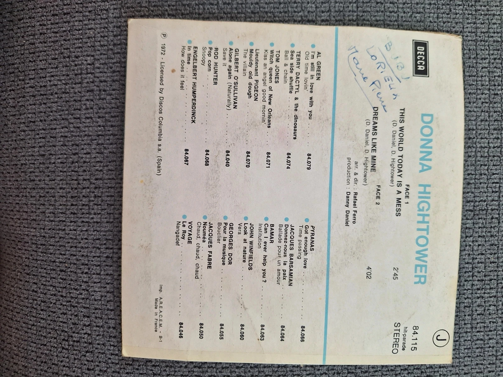 Vinil 45 rotações Donna Hightower This world – photo 2
